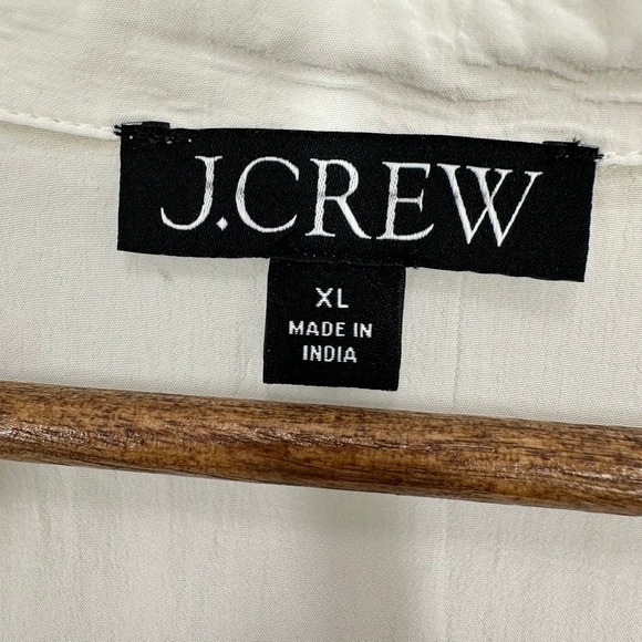 J. Crew Womens XL White Viscose Collared 3/4 Sleeve Top Blouse - Picture 4 of 8